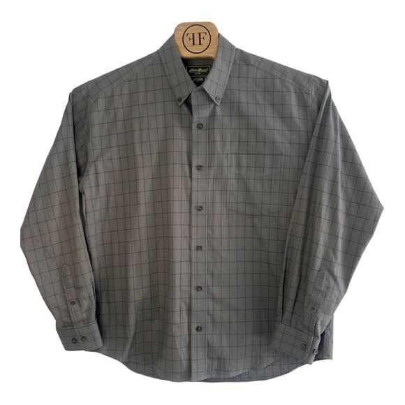 Eddie‎ Bauer Men's Button Down Long Sleeve Grey L Wrinkle Resistant - Picture 3 of 4